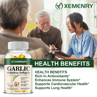 Odorless Garlic Capsules - Balance Cholesterol Levels, Support Heart and Cardiovascular Health - LKBA