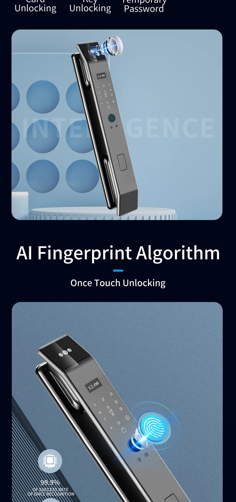 XSDTS Wifi Tuya APP Face Recognition Smart Door Lock with Camera Video Call Voice Intercom Digital Door Lock Automatic Door Lock - LKBA