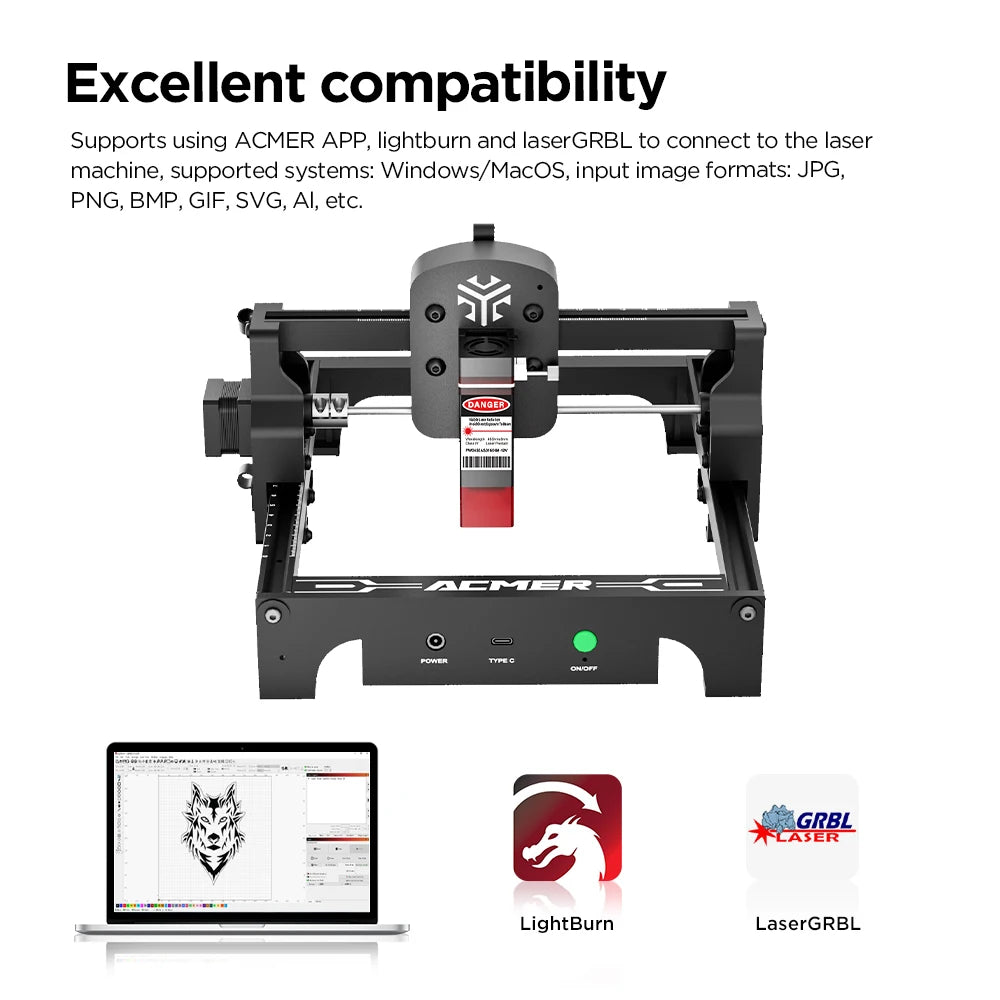 ACMER S1 6W Mini Laser Engraver Portable Small Laser Engraving Cutting tool Machine DIY for Logo Wood  leather Acrylc Beginner - LKBA