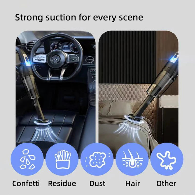 Car Multipurpose Vacuum Cleaner Handheld Powerful Suction Rechargeable Car and Home Dual Use Small Wireless Vacuum Cleaner - LKBA