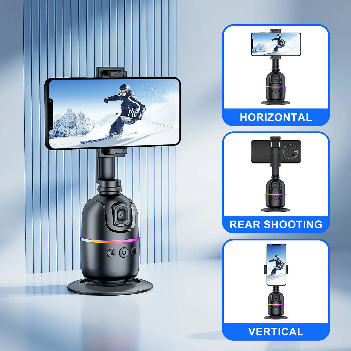 P03 Stabilizer 360°Auto Face Tracking AI Gimbal All-in-one Desktop Phone Holder Tripod For Smartphone Video Vlog Live - LKBA