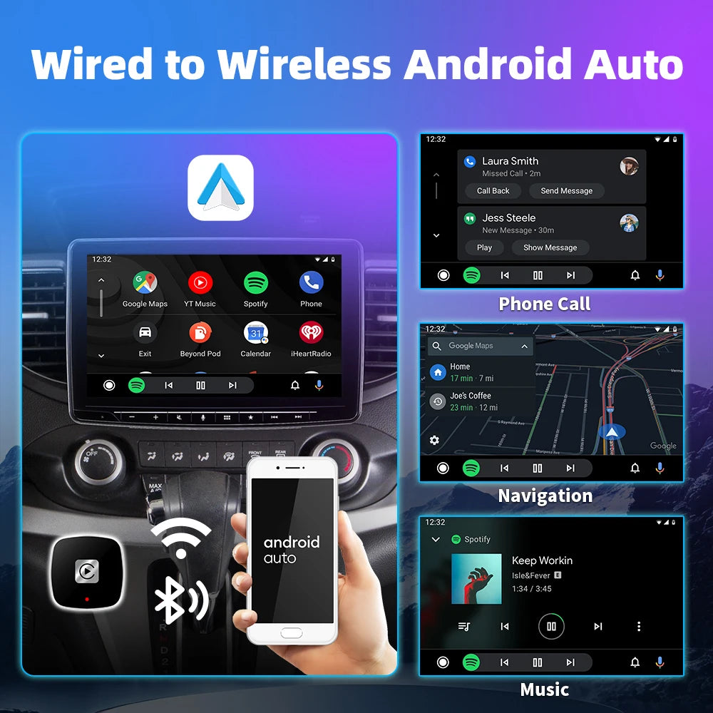 Wireless 2 in1 Carplay Adapter for Android iPhone Auto Wired to Wireless AI Box USB Connection For Volvo Benz Mg Kia Chery VW - LKBA