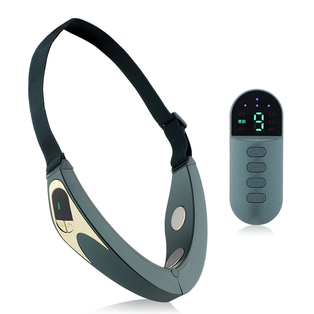 Electric V-face Face Lift Device 6Mode Heated Skin Rejuvenation Double Chin V Face Vibration Massager Wireless Remote Control - LKBA