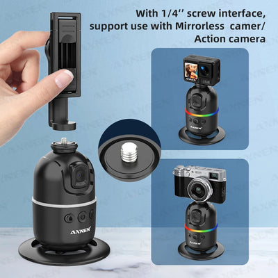 Auto Face Tracking Desktop Gimbal Intelligent Rotating Holder for Mobile Phone - Option Wireless Remote Selfie Smartphone Tripod - LKBA