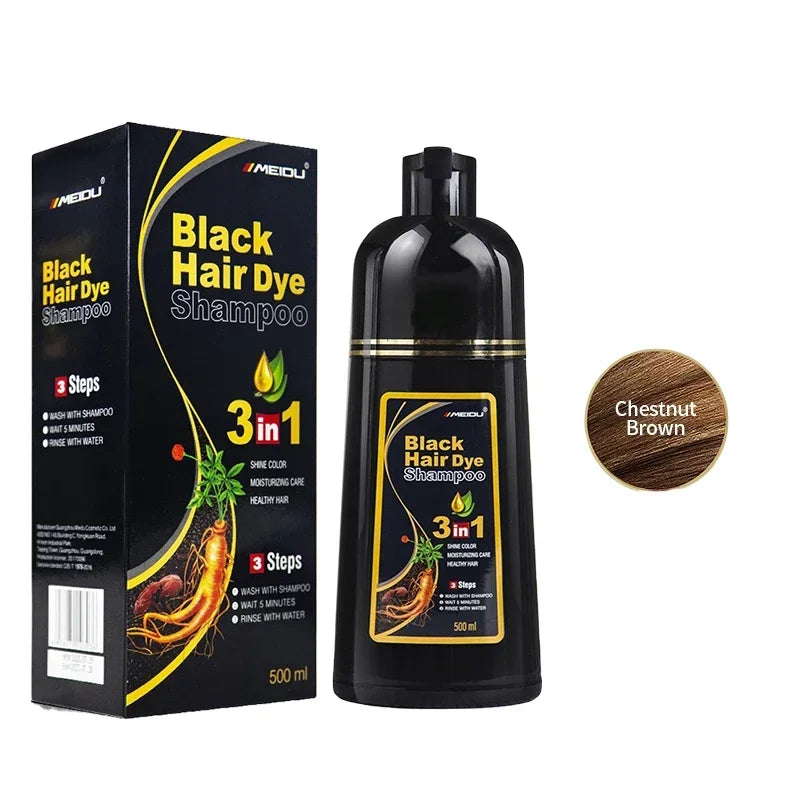 100ml/500ml Hair Dye Shampoo 3in1 Darkening Hairs Instant Gray To Black Polygonum Multiflorum Natural Coloing Cover Men Women - LKBA