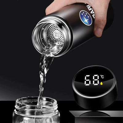 1Pcs Car Smart Thermos Bottle With Temperature Display Coffee Cup For Subaru WRX STI Forester Tribeca Levorg Impreza XV Outback - LKBA