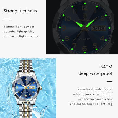 POEDAGAR Fashion Ladies Watch Waterproof Luminous Date Week Watch for Woman High Quality Stainless Steel Women's Quartz Watches - LKBA