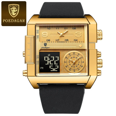 Luxury Man Wristwatch Rectangle Waterproof Luminous Day Week Men Watch - LKBA