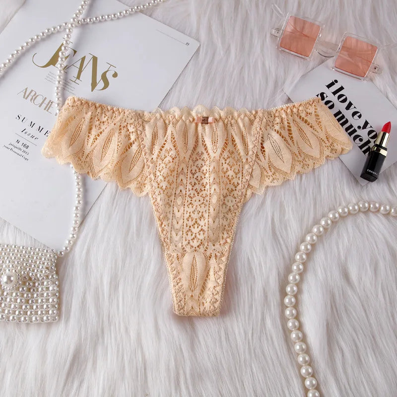 Women's Sexy String Panties Lace Thongs Lingerie Intimates Woman T-back Soft T-panties Designed Tangas Mujer - LKBA