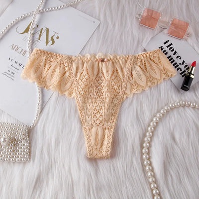 Women's Sexy String Panties Lace Thongs Lingerie Intimates Woman T-back Soft T-panties Designed Tangas Mujer - LKBA