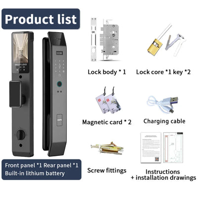 Tuya APP Smart Life APP Control Voice Intercom Smart Lock 3D Face Recognition Fingerprint Password Smart Door Lock With Camera - LKBA