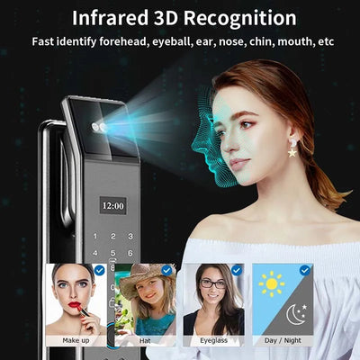 XSDTS Wifi Tuya APP Face Recognition Smart Door Lock with Camera Video Call Voice Intercom Digital Door Lock Automatic Door Lock - LKBA