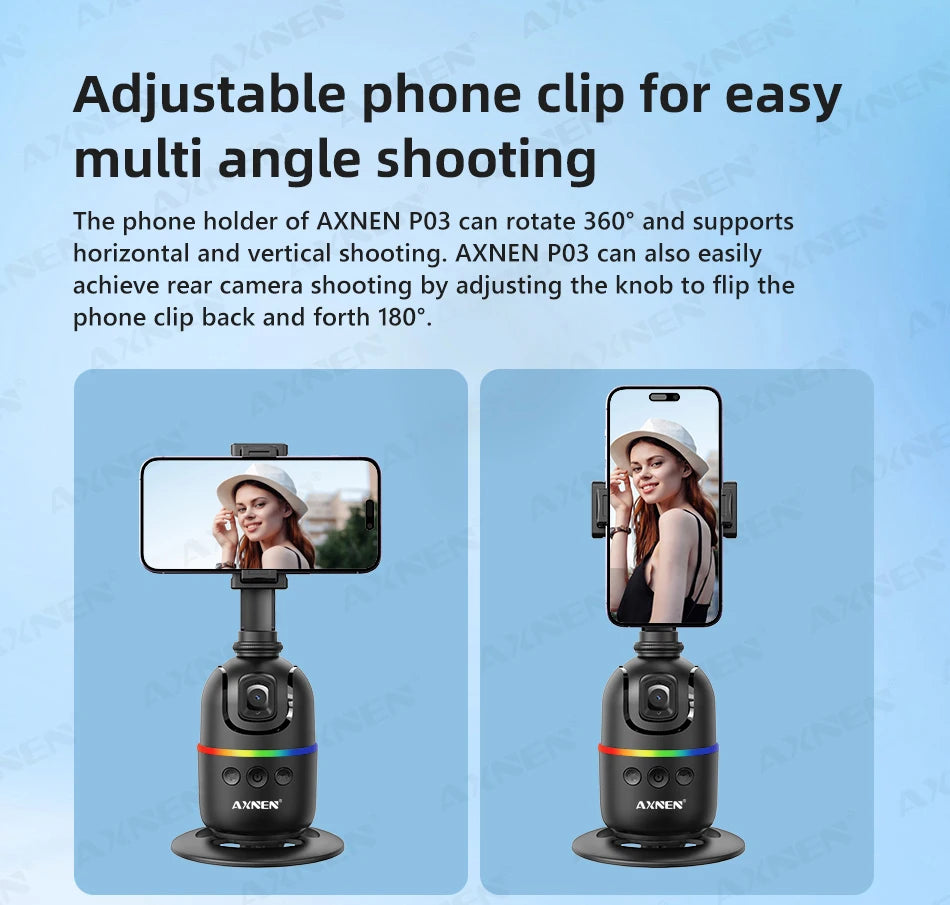 Auto Face Tracking Desktop Gimbal Intelligent Rotating Holder for Mobile Phone - Option Wireless Remote Selfie Smartphone Tripod - LKBA