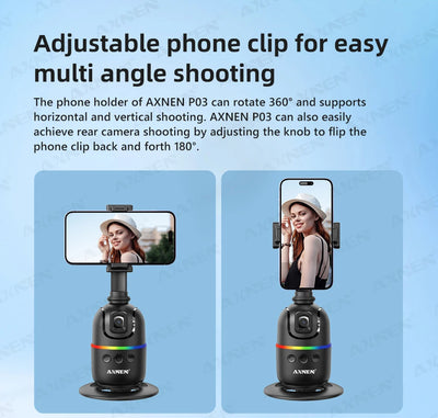 Auto Face Tracking Desktop Gimbal Intelligent Rotating Holder for Mobile Phone - Option Wireless Remote Selfie Smartphone Tripod - LKBA