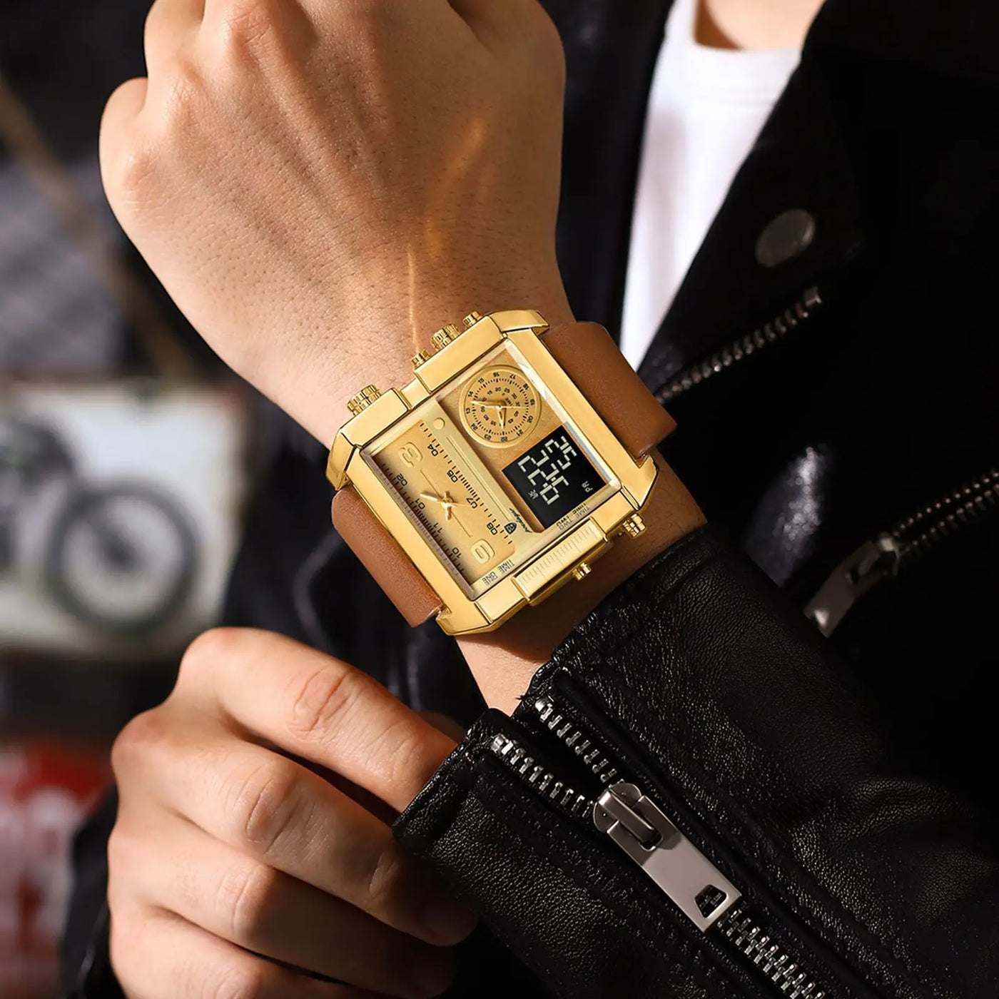 Luxury Man Wristwatch Rectangle Waterproof Luminous Day Week Men Watch - LKBA