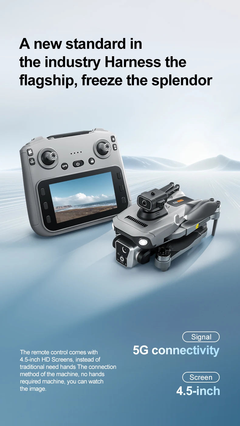 New K19 Max Drone 4.5-Inch Large Screen 360° Obstacle Avoidance GPS Positioning Optical Flow Positioning RC Airdrop Device - LKBA