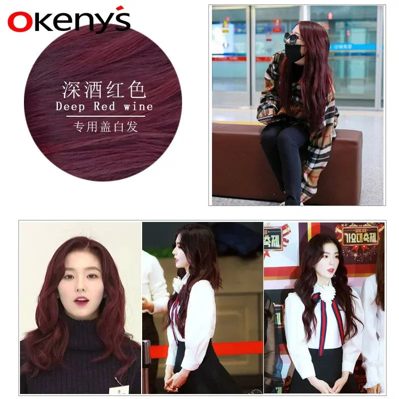 500ML Natural Soft Shiny Brown Golden Cover White Hair Dye Shampoo Wine Red Purple Hair Color Shampoo Black Grey Hair  Men Women - LKBA