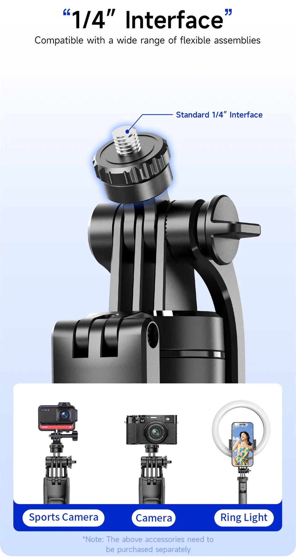 Selfie Stick Tripod with 1708mm Long Monopod Fill Light, Bluetooth Remote, 360° Rotation - LKBA