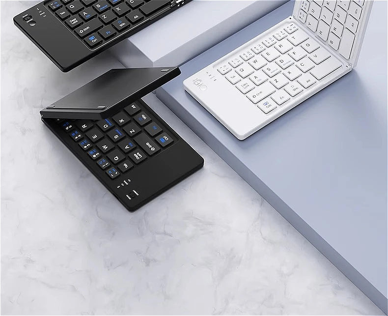 Mini Foldable Wireless Keyboard Slim Portable Bluetooth Keyboard Rechargeable Folding Keyboard - LKBA