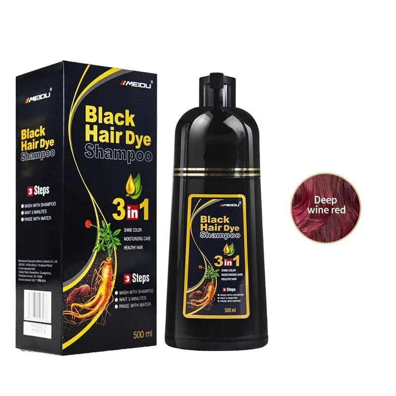 100ml/500ml Hair Dye Shampoo 3in1 Darkening Hairs Instant Gray To Black Polygonum Multiflorum Natural Coloing Cover Men Women - LKBA