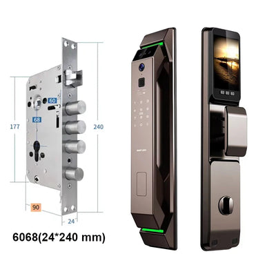 Electronic Automatic Smart Door Lock 3D Face Recognition Fingerprint Keyless Password Wi-Fi Camera frid Card Home Lock with Tuya - LKBA
