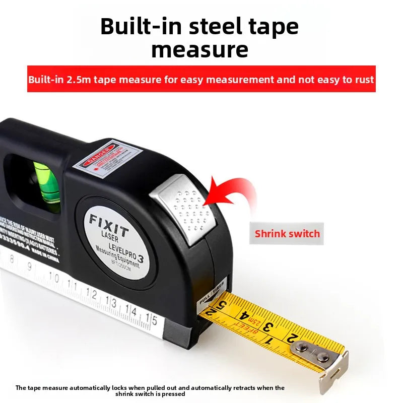 New Laser Level Line Tools and Tripod Multipurpose Adjustable Laser Level Kit Standard Cross Line Lase 8 Feet Measure Tape Ruler - LKBA