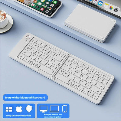 Mini Foldable Wireless Keyboard Slim Portable Bluetooth Keyboard Rechargeable Folding Keyboard - LKBA