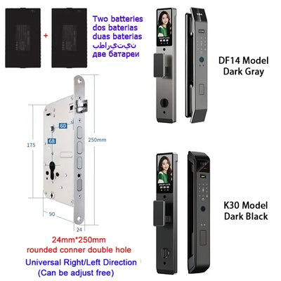 Tuya APP Smart Life APP Control Voice Intercom Smart Lock 3D Face Recognition Fingerprint Password Smart Door Lock with Camera
