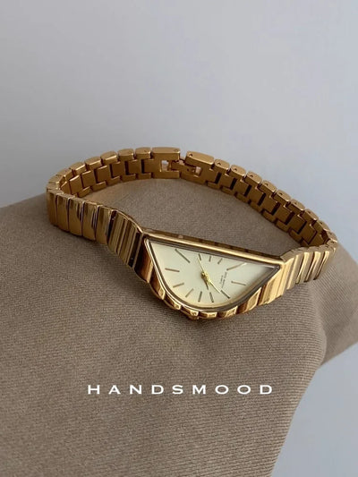 Women Watch Gold Half Moon Dial Medium Antique Fashion Niche Unique Design Ladies Quartz Watch - LKBA