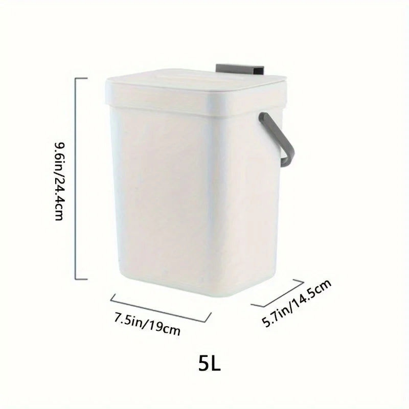 Space-Saving Quiet-Close Trash Can - 3/5L, Eco-Friendly Sealed Bin for Kitchen & Office - LKBA
