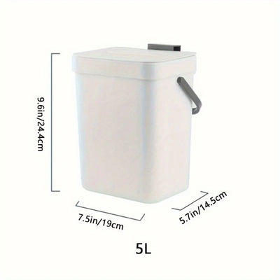 Space-Saving Quiet-Close Trash Can - 3/5L, Eco-Friendly Sealed Bin for Kitchen & Office - LKBA