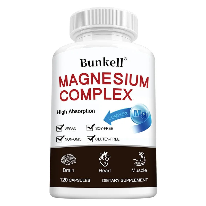 Triple Magnesium Complex - Improve Sleep Quality, Increase Energy, Boost Digestive System, and Improve Immunity, 120 Capsules - LKBA