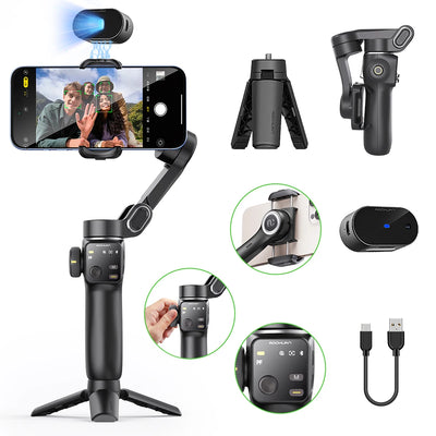 Handheld Anti-shake Gimbal Stabilizer Travel Extended Selfie Stick Face Tracking Phone Stand - LKBA
