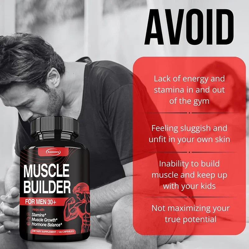 Muscle Builder for Men 30+ - Boosts Muscle, Strength and Endurance, Supports Hormone Balance - LKBA