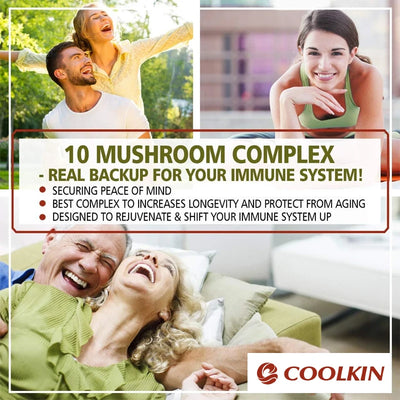 10 Mushroom Complex - Boost Energy, Improve Brain Function, Enhance Memory and Concentration, and Boost Immunity - LKBA