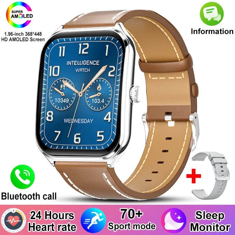 New For Xiaomi Ultra Thin Smart Watch Men 1.96" AMOLED 70+Sports Mode Health Monitor Bluetooth call Waterproof Smart Watch Woman - LKBA
