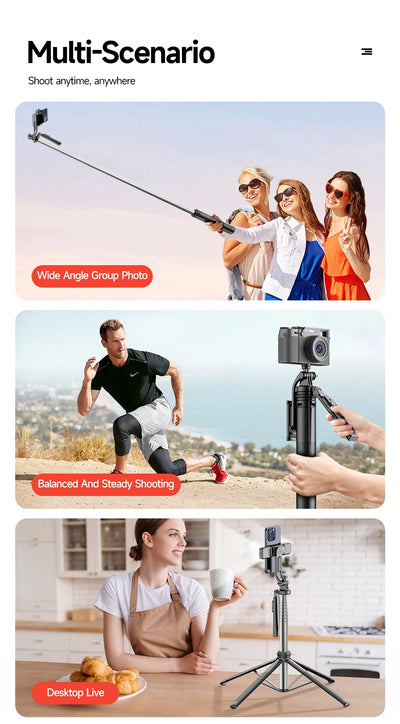 TOKQI Extendable Tripod with Bluetooth Remote,1/4'' Screw,Phone Holder,72inch Monopod for Smartphone Camera Projector brackets - LKBA