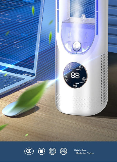 Mini Air Cooler Humidification Cooling USB Silent Timed Air Conditioning Fan Colorful Lights Night Light Led Screen 6 Wind Speed - LKBA