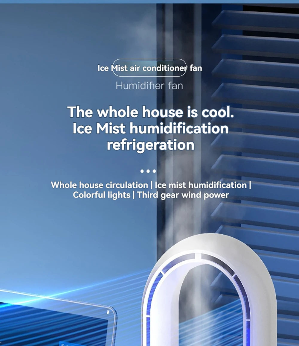 Mini Air Cooler Humidification Cooling USB Silent Timed Air Conditioning Fan Colorful Lights Night Light Led Screen 6 Wind Speed - LKBA