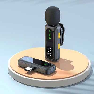 Professional Wireless Lavalier Microphone System with Intelligent Noise Cancellation for Vlog, Interviews - LKBA