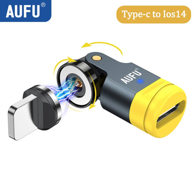 AUFU 540 Degree Rotating Magnetic Adapter USB to Type-C Charging Cable Magnetic USB C Female Converter for iPhone17 Mobile Phone - LKBA