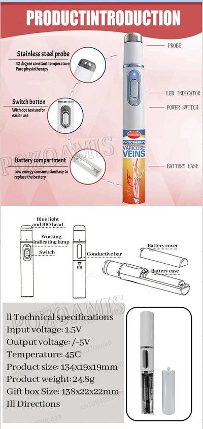 Body care, leg care tools, blue light pen, varicose veins, hot sale in 2025 - LKBA