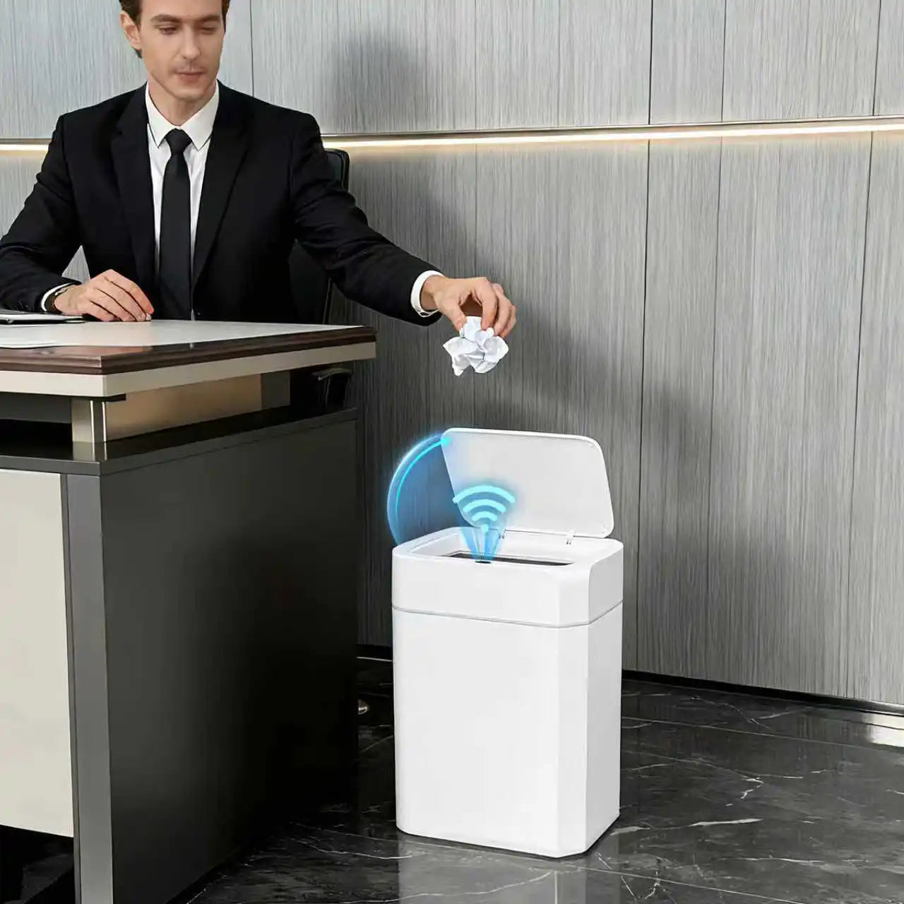 TOKA 2Pack Smart Sensor Trash Can with Lid Suitable for Bathroom Kitchen Bedroom Office Home - LKBA