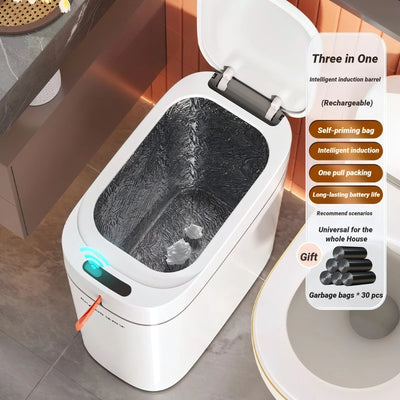 Smart Sensor Garbage Bathroom Trash Can Automatic Adsorption Bag Household Toilet Induction Waterproof Garbage Can Home Supplies - LKBA