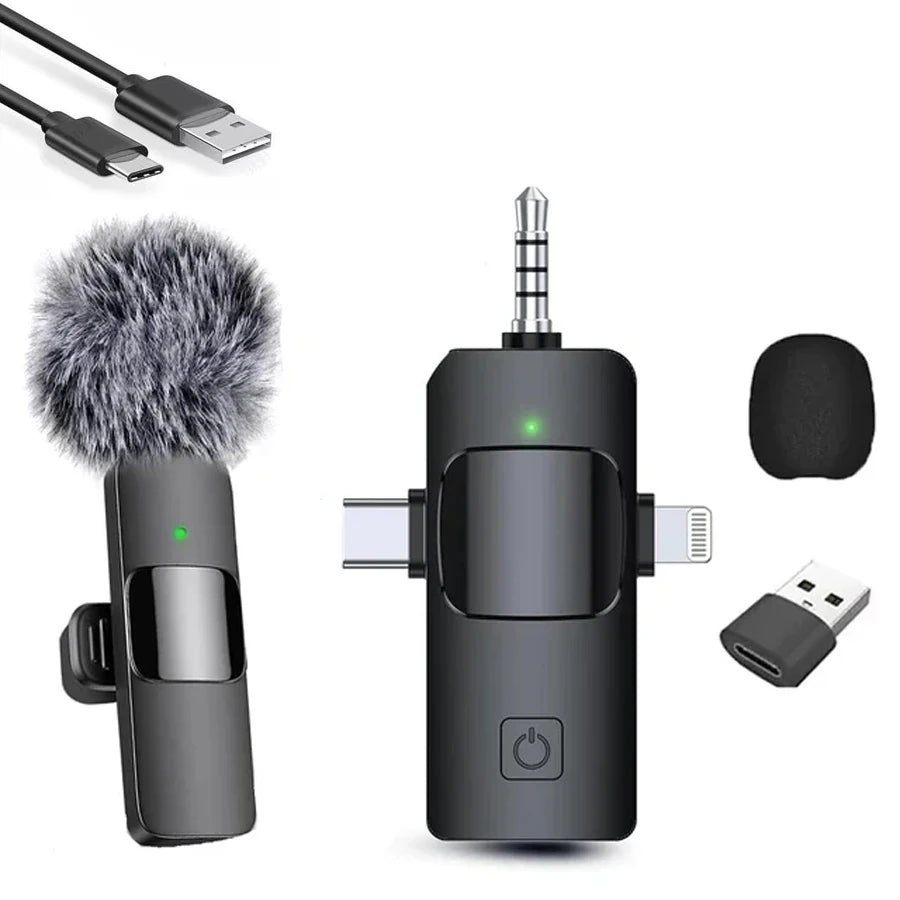 Lavalier Professional Dual Wireless Lapel Microphone Mic For iPhone Android Phone Mobile Cell PC Tie Buttonhole Micro Microphon - LKBA