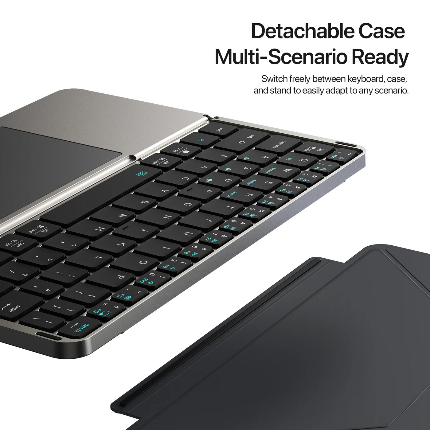 Foldable Bluetooth 5.0 Keyboard with Touchpad & Phone Holder for Phones Tablets PC iOS Android Windows Mac - LKBA