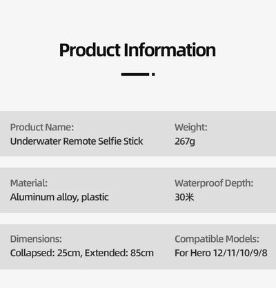 Underwater Selfie Stick Waterproof Diving Extendable Selfie Stick Wireless Remote Control - LKBA