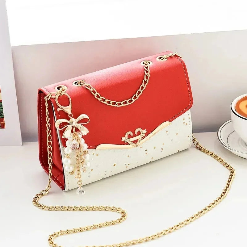 Fashionable Bright Leather Chain Crossbody Bag Women's Single Shoulder Small Square Bag Hot Sale of the Season New Style - LKBA