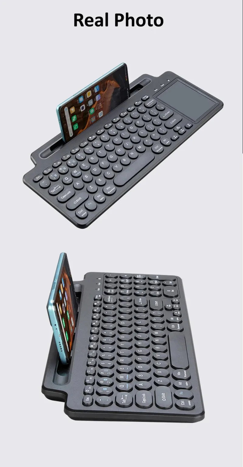 Mode Dual Bluetooth Keyboard BT5.0 3.0 2.4G Wireless Keyboard with Touchpad Gaming Keyboard with Card Slot for Laptop Tablet - LKBA