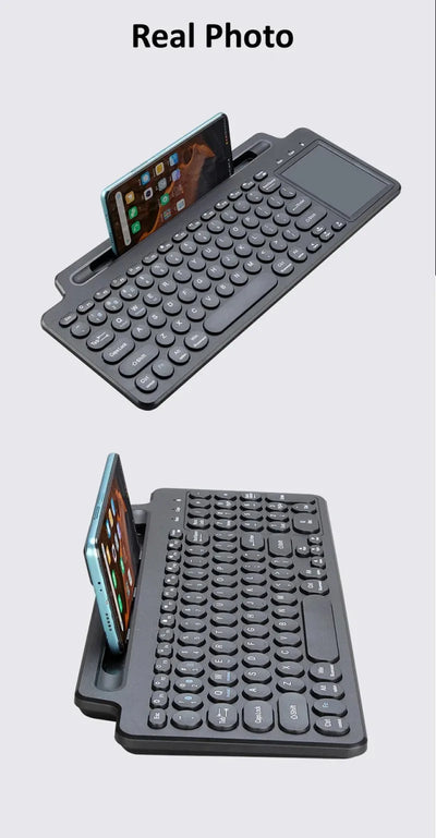 Mode Dual Bluetooth Keyboard BT5.0 3.0 2.4G Wireless Keyboard with Touchpad Gaming Keyboard with Card Slot for Laptop Tablet - LKBA